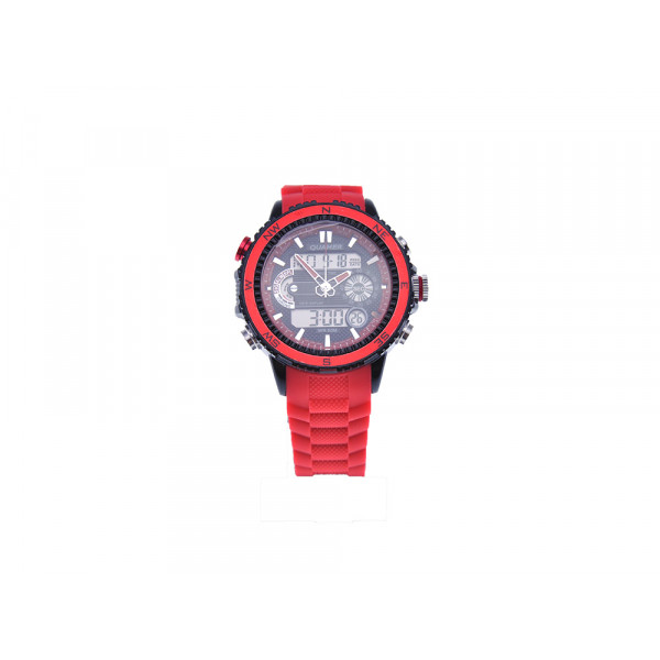 Quamer Watch with a Silicone Strap and Stainless Steel Case