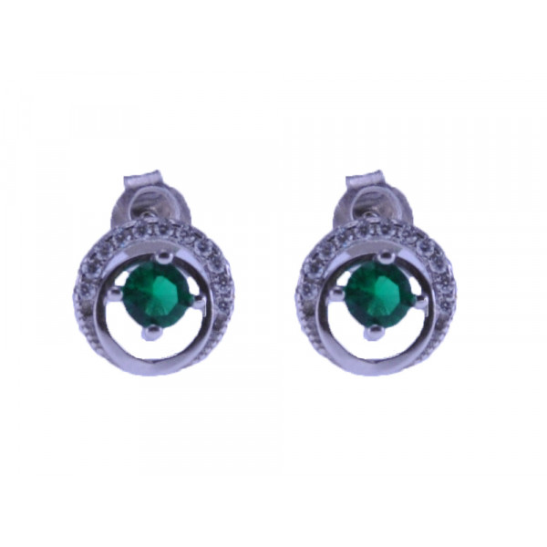 Silver Earrings with Emeralds