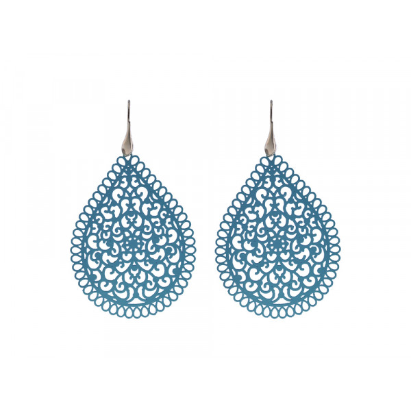 Brass Filigree Earrings in Light Green