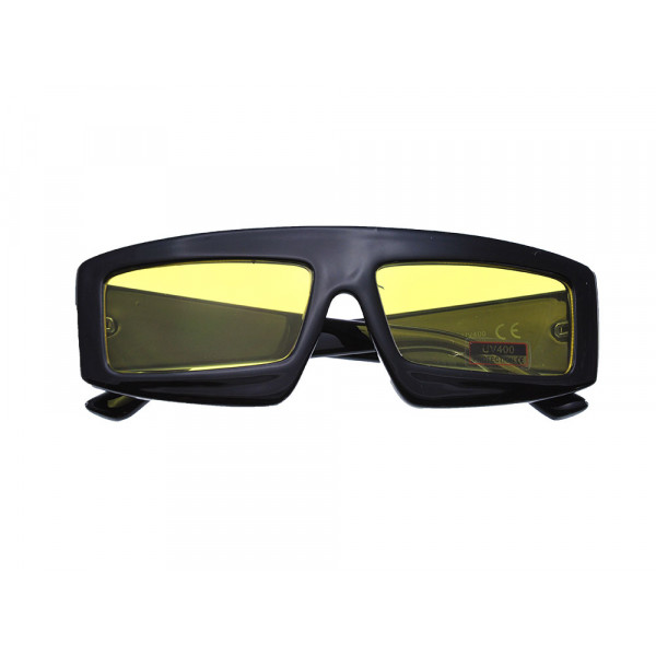 Unisex Γυαλιά Ηλίου με Μαύρο Κοκκάλινο Σκελετό και Κίτρινους Φακούς
