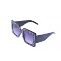 Black Square Sunglasses with Purple Smokey Lenses and White Crystals