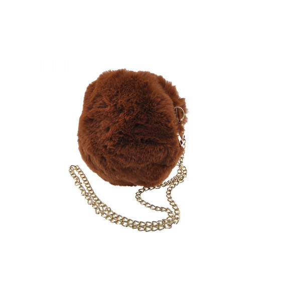 Brown Fur Mini Bag with a Golden Chain