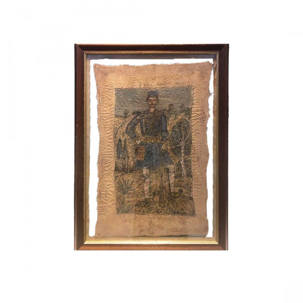 Pavlos Melas Painted on Fabric by Theophilos Hatzimihail