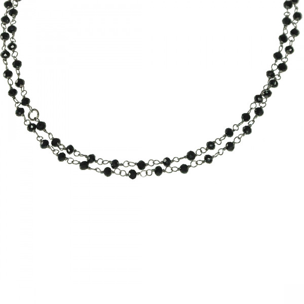 Black Platinum Plated Linkchain Necklace adorned with Black Spinels