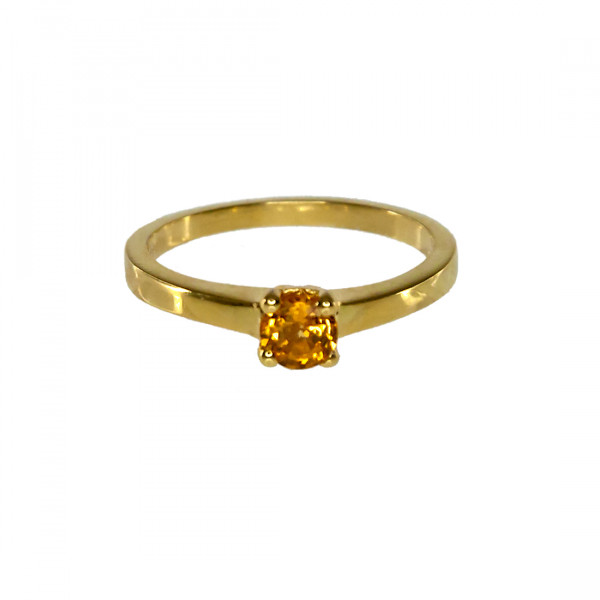 14K Gold Solitaire Ring adorned with a Yellow Sapphire