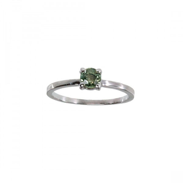 14K White Gold Ring adorned with a Green Sapphire