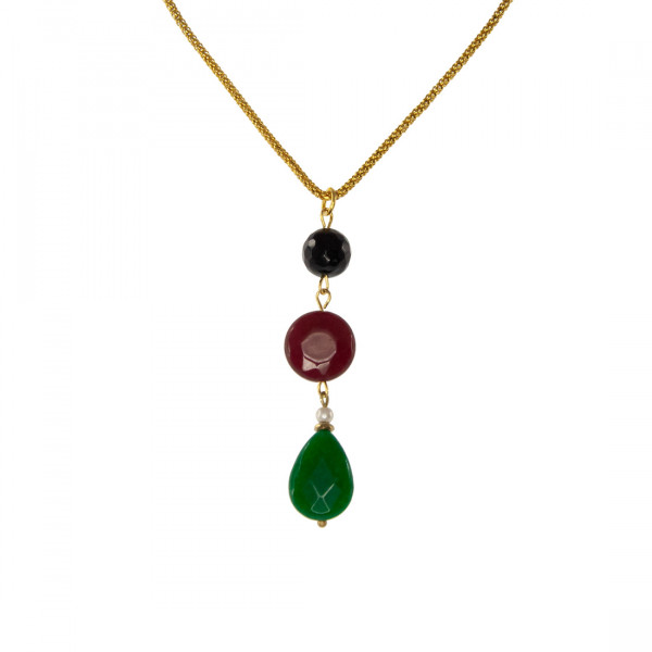 Handmade Necklace with Semiprecious Gemstones set in Gold Plated Stainless Steel