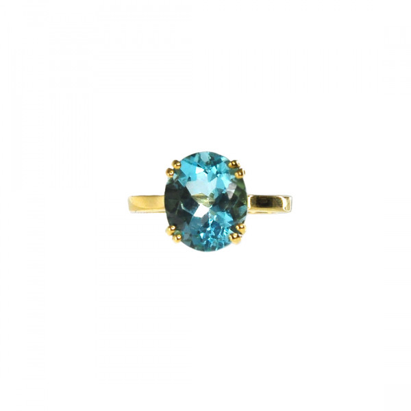 14K Gold Coctail Ring adorned with a Blue Topaz