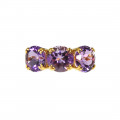 14K Gold Ring adorned with three Amethysts