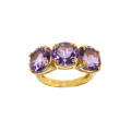 14K Gold Ring adorned with three Amethysts