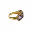 14K Gold Ring adorned with three Amethysts