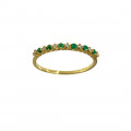 18K Half Eternity Gold Ring with 6 Emeralds and 5 Diamonds