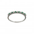 18K Half Eternity Gold Ring with 6 Emeralds and 5 Diamonds