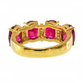 18K Gold Ring adorned with Four Rubies and Diamonds. Four Stone Ruby and Diamond Ring