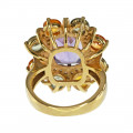 18K Gold Ring adorned with an Amethyst, Multi-colored Sapphires, and Diamonds