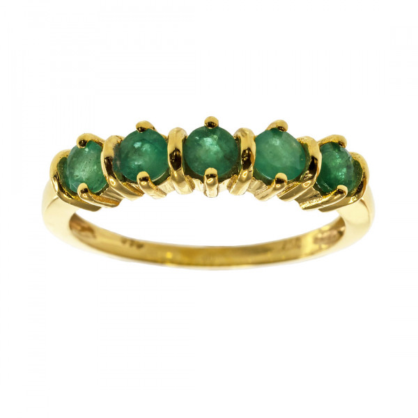 18K Gold Ring adorned with Five Colombian Emeralds