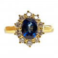 18K Gold Ring adorned with a Ceylon Sapphire and Diamonds