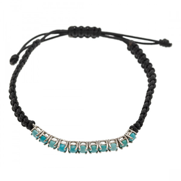 Minimal Macrame Bracelet with Turquoise and White Gold