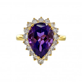 Amethyst Halo Gold Ring