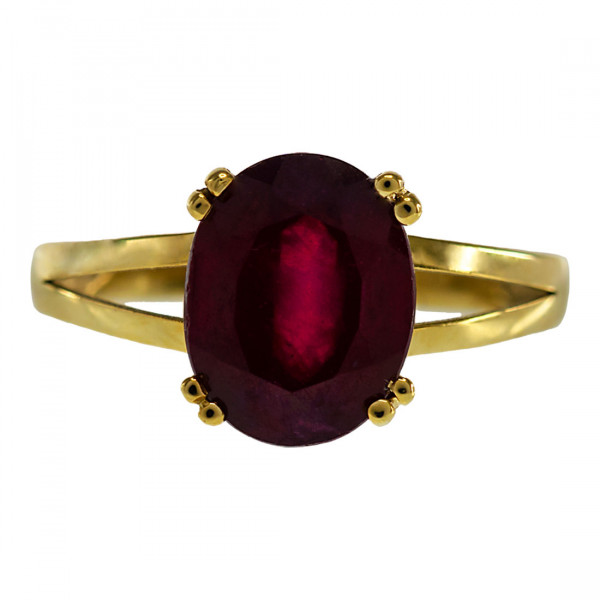 Handmade Solitaire Gold Ring adorned with a Ruby