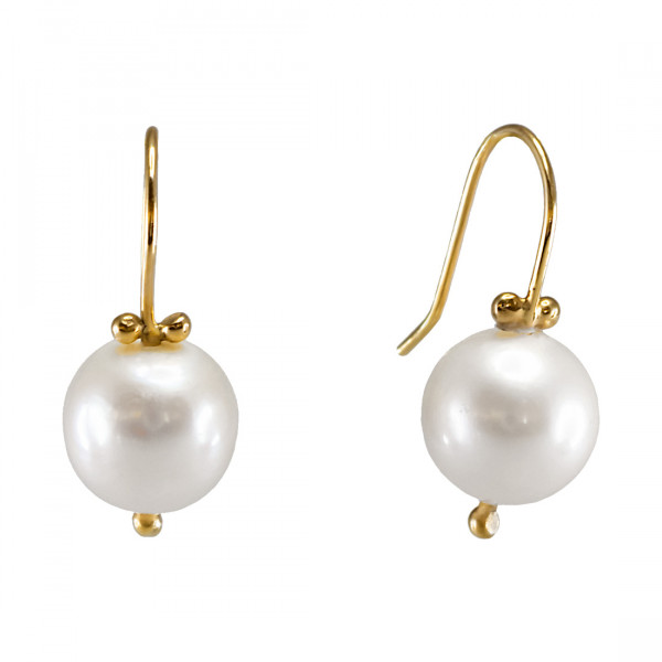 14K Gold Drop Earrings adorned with Fresh Water Pearls