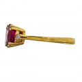 18K Gold Three-stone Ring adorned with a Ruby and two Diamonds