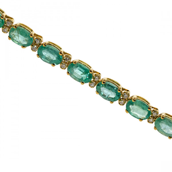 Gold Riviera Bracelet adorned with Colombian Emeralds and Diamonds