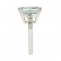 White Gold Solitaire Ring adorned with an Aquamarine and Diamonds