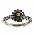 White Gold Ring with a Green Sapphire and a Diamond Halo