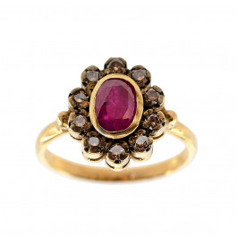 Halo Ruby Gold Ring