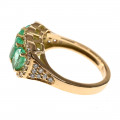 18K Gold Ring adorned with Emeralds and Diamonds