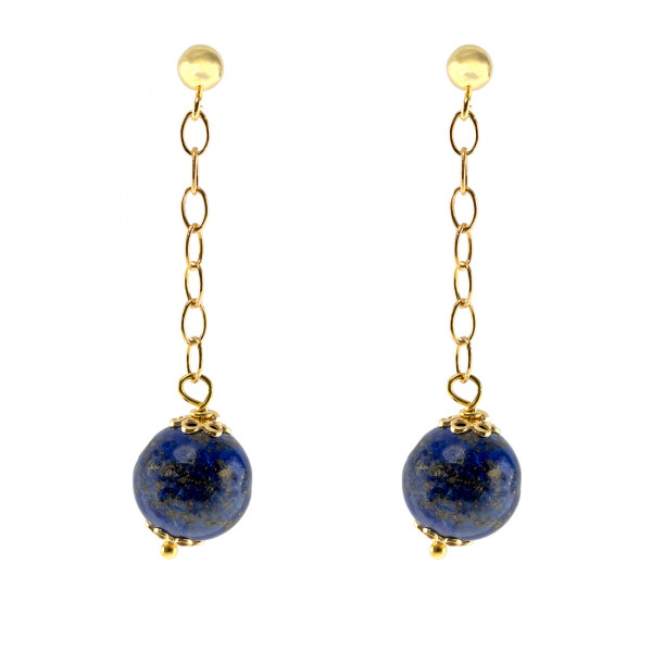 Lapis Lazuli Drop Earrings set in Gold Plated Silver