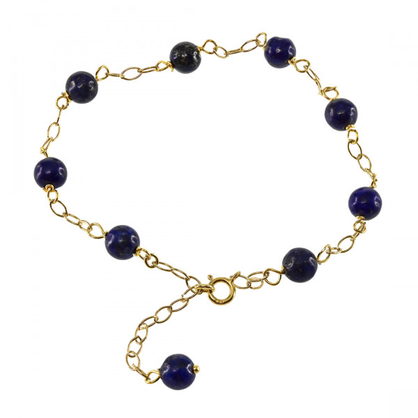 Gold Plated Silver Chain Bracelet adorned with Lapis Lazuli