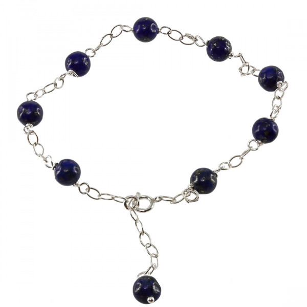 Silver Chain Bracelet with Lapis Lazuli