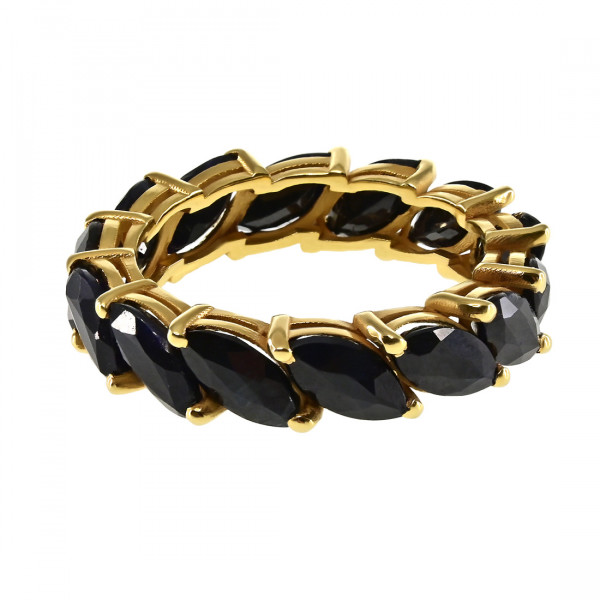 18K Gold Eternity Ring adorned with Black Sapphires