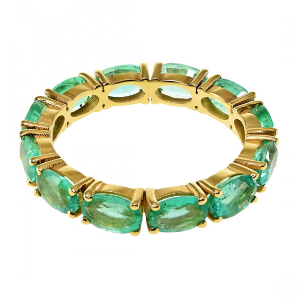 18K Gold Eternity Ring adorned with Colombian Emeralds