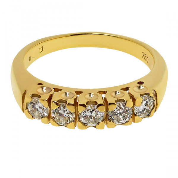 18K Gold Ring adorned with 5 brilliant-cut Diamonds