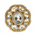 Gold Statement Ring adorned with Aquamarines and Diamonds