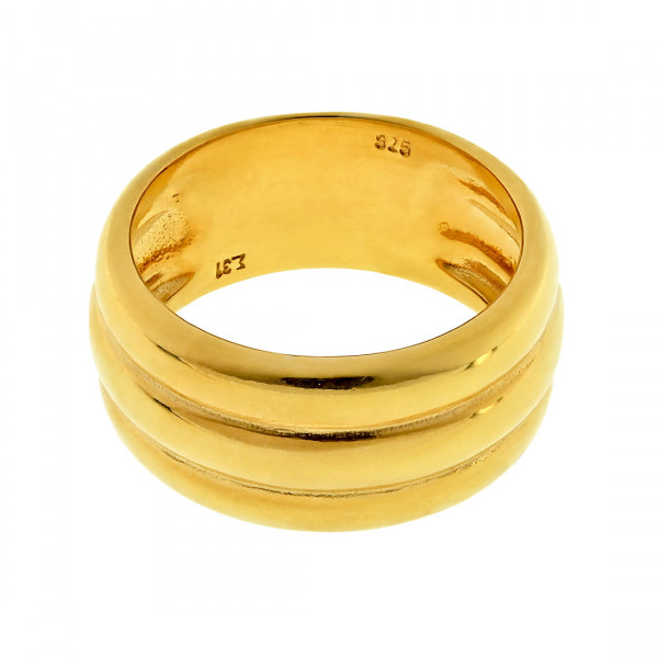 Sterling Silver Δαχτυλίδι Βέρα με Επιμετάλλωση Χρυσού Κ18