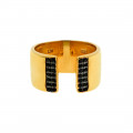 Contemporary Ring with Black CZ in Gold Plated Silver from the Infinity Collection