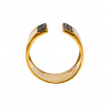 Contemporary Ring with Black CZ in Gold Plated Silver from the Infinity Collection