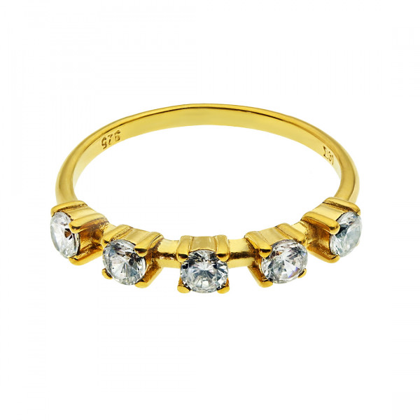 Gold Plated Silver Eternity Ring with White CZ