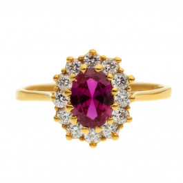 Red CZ Halo Ring