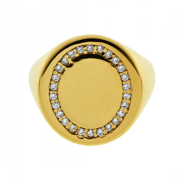 Chevalier Ring in Gold Plated Silver adorned with White Sapphires