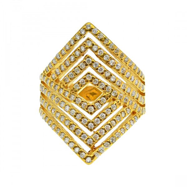 Gold Plated Silver Statement Ring with White CZ