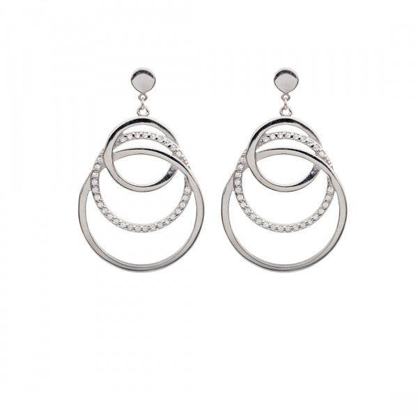 Statement Earrings with White CZ set in Sterling Silver