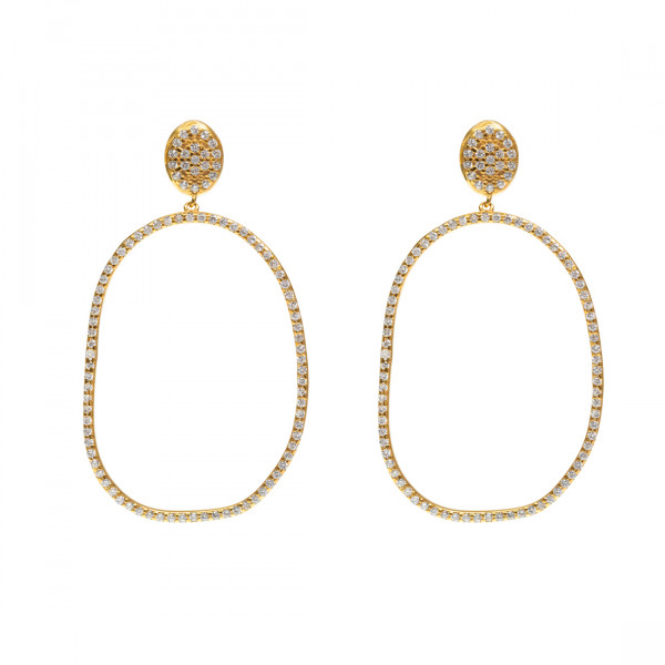 Drop Earrings with White CZ in Gold Plated Silver