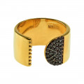 Δαχτυλίδι με Μαύρα CZ από Ασήμι 925 με Επιμετάλλωση Κίτρινου Χρυσού Κ18