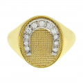 Diamond Chevalier Gold Ring with a Horseshoe