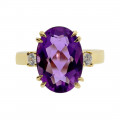 Amethyst and White Sapphire Ring set in 14K Gold